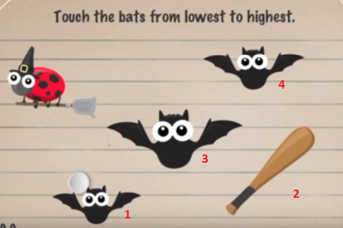 moron-test-tricky-treat-walkthrough-touch-the-bats-from-lowest-to-highest